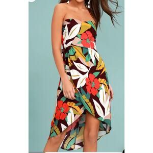 ASTR‎ the Label Josefina Plum Purple Floral Strapless Dress Women's Size Small